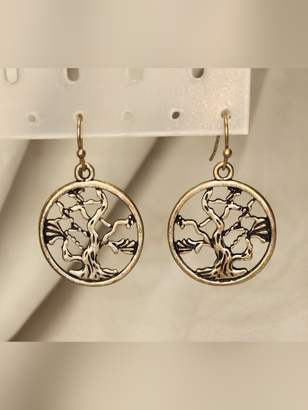 Sterling Silver Tree of Life Drop Earrings, Vintage